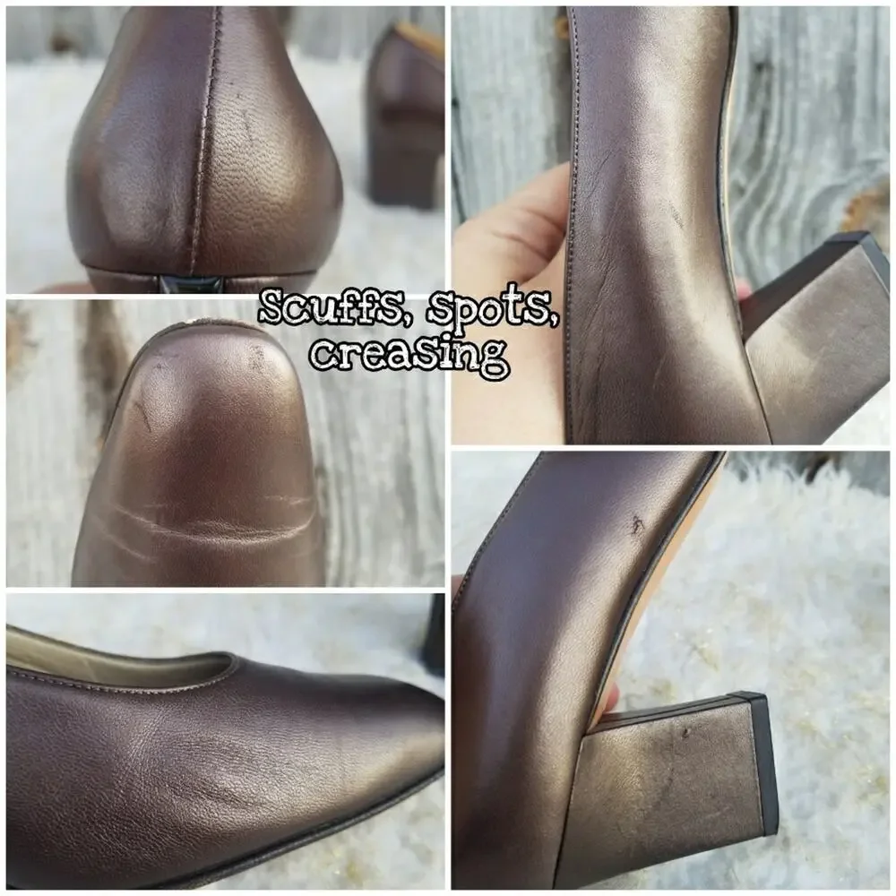 Brown Ferragamo Heels Size 6 Classic Leather Pumps Italian Shoes VTG 80s - Picture 8 of 12